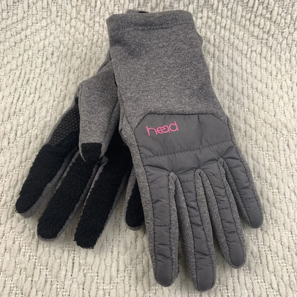 Head Junior Girl's Hybrid‎ Gloves Grey Heather Pink Touch Screen Compatible Kids